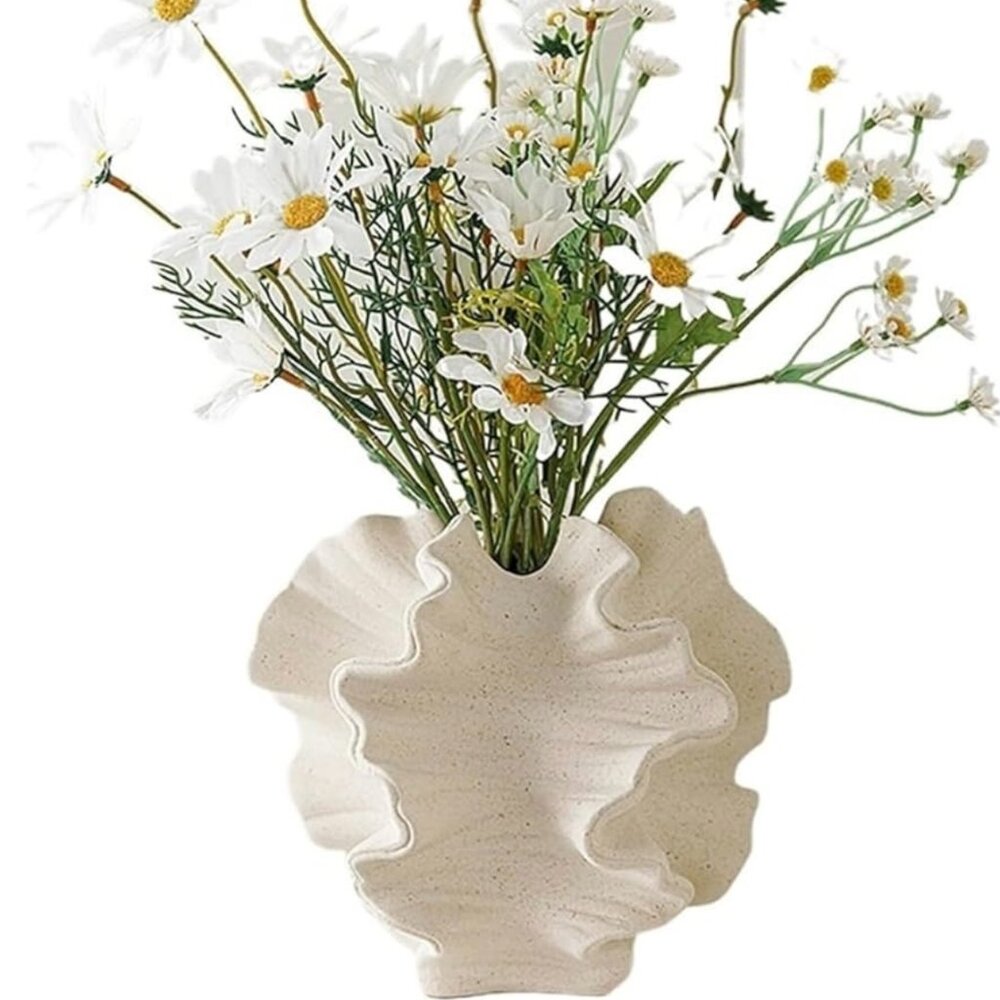 Wavy Organic Ceramic Vase – Minimalist Home Décor for Modern Elegance 2PC.